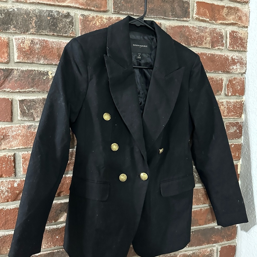 Banana Republic Black Double-breasted Blazer
